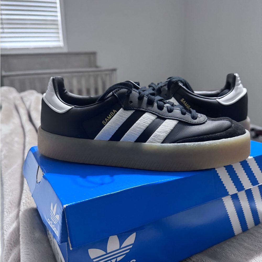 adidas Samba Black and White Athletic Shoes